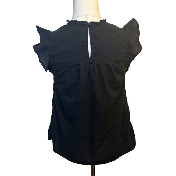 Old Navy Smocked Black Ruffle Tank Size Small Boho Breathable Whimsy - Picture 2 of 8